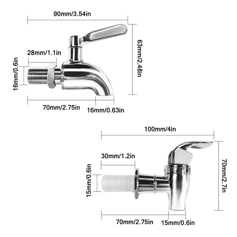 [Australia - AusPower] - Set of 2, Beverage Dispenser Replacement Spigot, SourceTon Stainless Steel Spigot and Plastic Spigot, Dispenser Replacement Faucet 