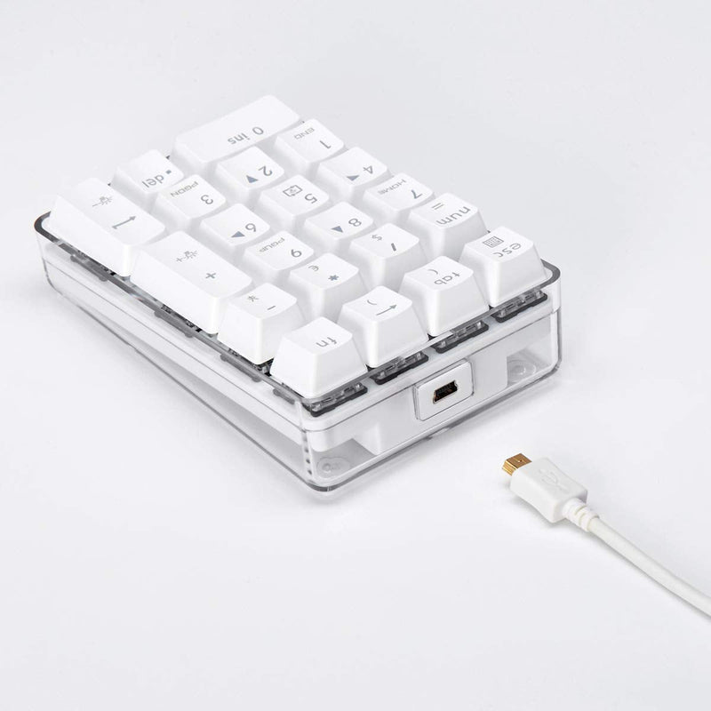 [Australia - AusPower] - Mechanical Numeric Keypad GATERON Red Switch Wired Gaming Keypad Crystal Case White Backlit 21 Keys Mini Numpad Portable Keypad Extended Layout White Magicforce by Qisan 21 keys GATERON Red Switch 