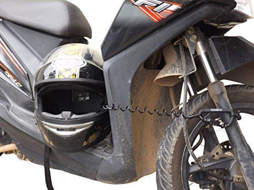 [Australia - AusPower] - Motorcycle Helmet Lock & Cable. Sleek Black Tough Combination PIN Locking Carabiner Device Secures Your Motorbike, Bicycle or Scooter Crash Hat (and Jacket) to Your Bike. 