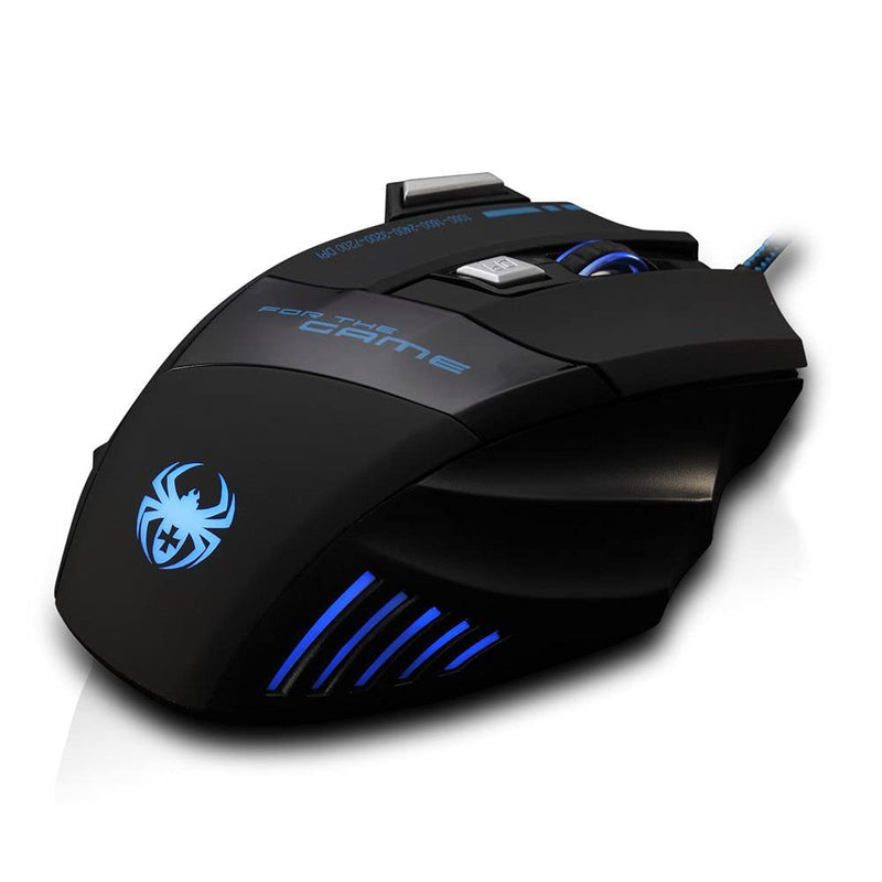 [Australia - AusPower] - AFUNTA Zelotes Ergonomic 7200 DPI LED Optical Wired Gaming Mouse Mice 7 Buttons Compatible Mac Pro Gamer PC Laptop Desktop Notebook-Black Black(T80) 