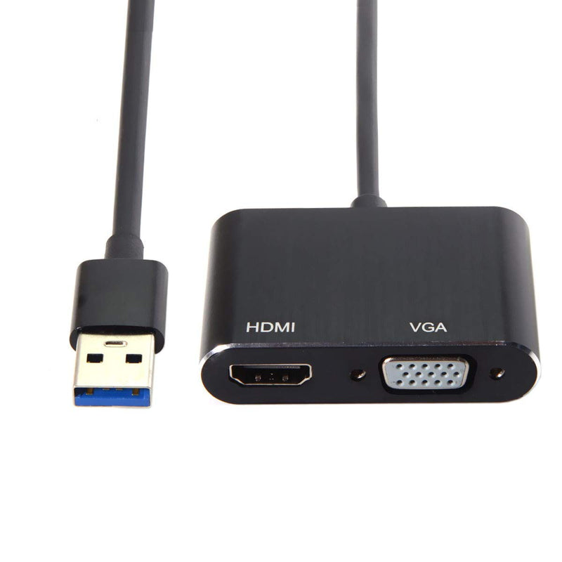 [Australia - AusPower] - USB 3.0 & 2.0 to HDMI & VGA HDTV Adapter Cable External Graphics Card for Windows MacBook Laptop 