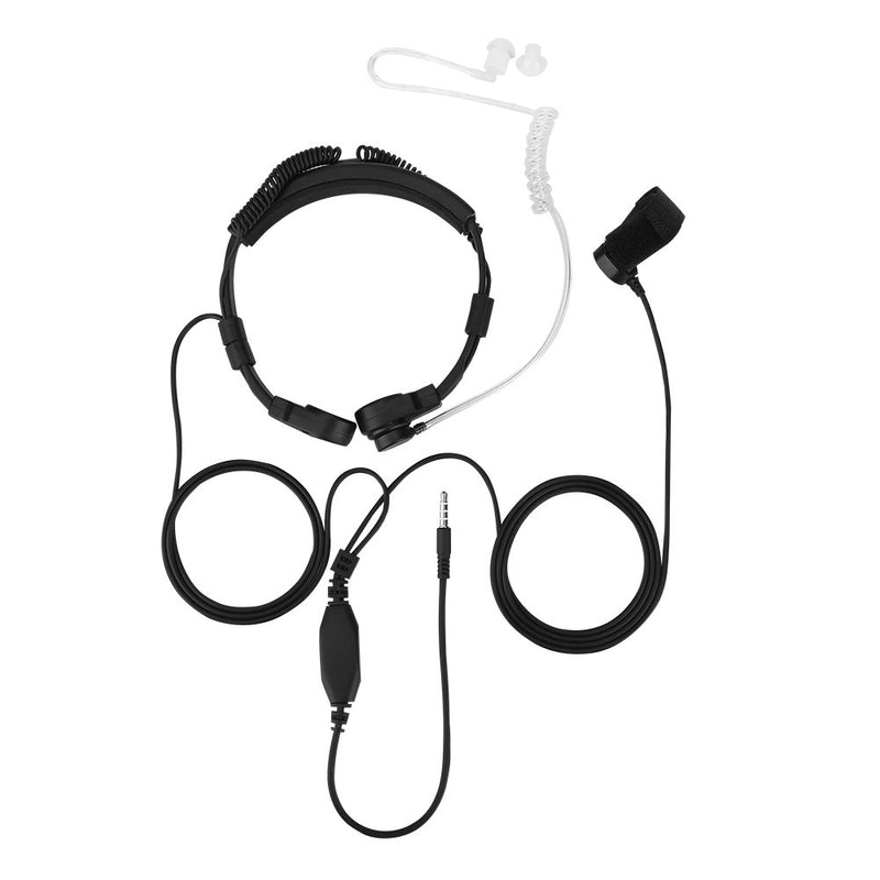 [Australia - AusPower] - Throat Mic Earpiece Headphone, 3.5mm Throat Mic Covert Air Acoustic Tube Earpiece Headset Anti Radiation with Finger PTT for Mobile Phone/Adjustable Size 