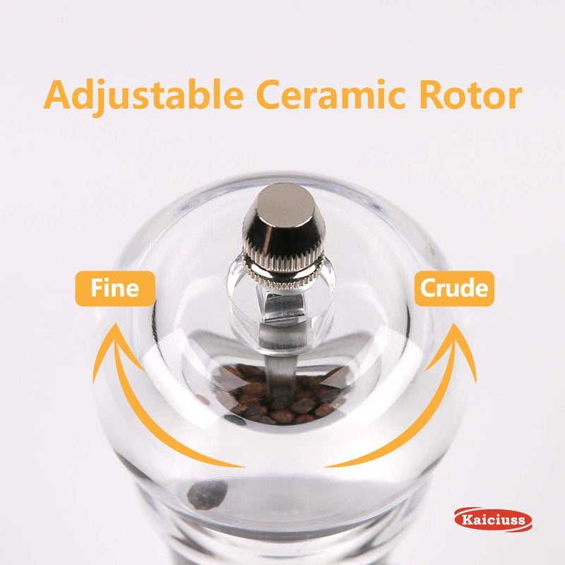 [Australia - AusPower] - Kaiciuss Salt Pepper Grinder Mill Arcylic,the Best Peppercorn Grinder with Adjustable Mill-Clear White Box 1 Pack 