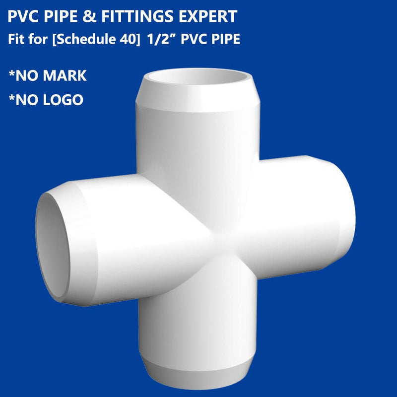 [Australia - AusPower] - letsFix Cross PVC Elbow Fittings 1/2 Inch, PVC Connectors for SCH40 1/2 Inch PVC Pipe - Build Heavy Duty PVC Furniture and Plumbing Projects Available, White [Pack of 10] 