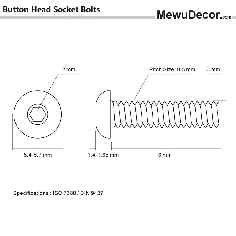 [Australia - AusPower] - M3-0.5 x 6mm Button Head Socket Cap Screws, Alloy Steel Grade 10.9, Black Oxide, 50 PCS M3 x 6mm (50 PCS) 