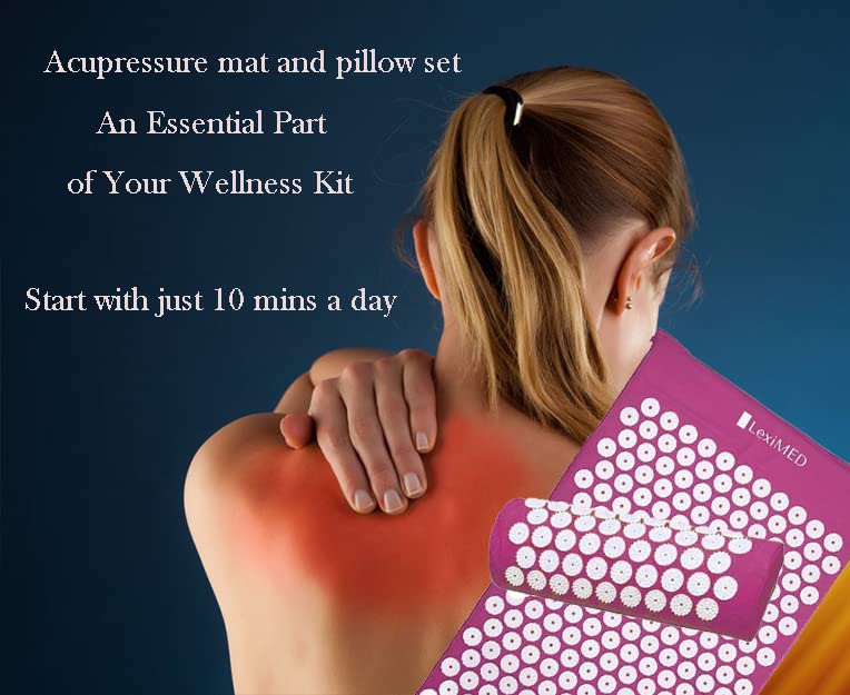[Australia - AusPower] - Extended Acupressure Mat and Pillow Set + Gel Pack+ Blanket+ Travel Bag, Lotus Mat Relax Neck Lower Back Lumbar Great for Muscle Relaxation After Yoga Workout 