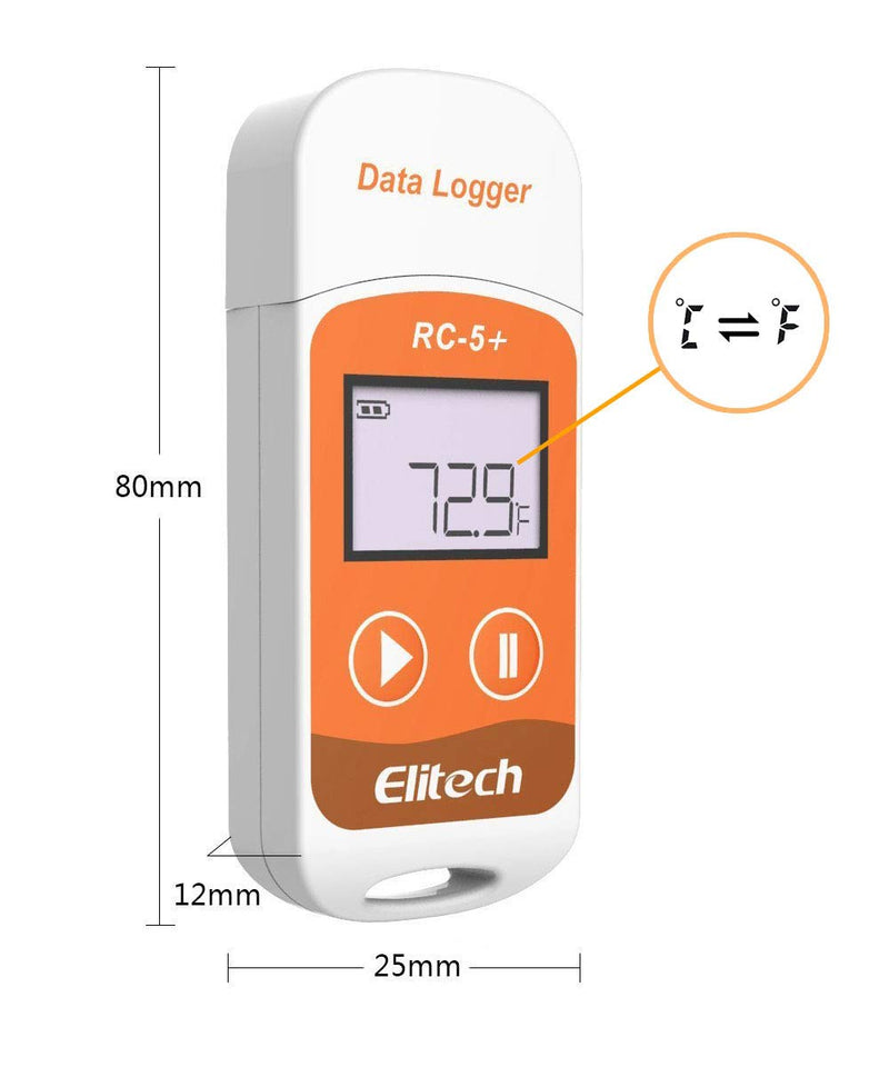 [Australia - AusPower] - Elitech RC-5+ USB Temperature Data Logger Reusable Recorder PDF DDL 1Pack-RC-5+ 