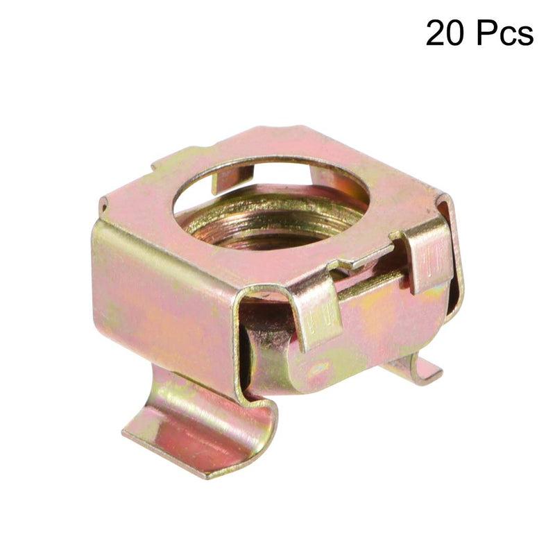 [Australia - AusPower] - uxcell M10 Cage Nuts for Server Rack Cabinet, Carbon Steel Yellow Zinc Plated, Pack of 20 