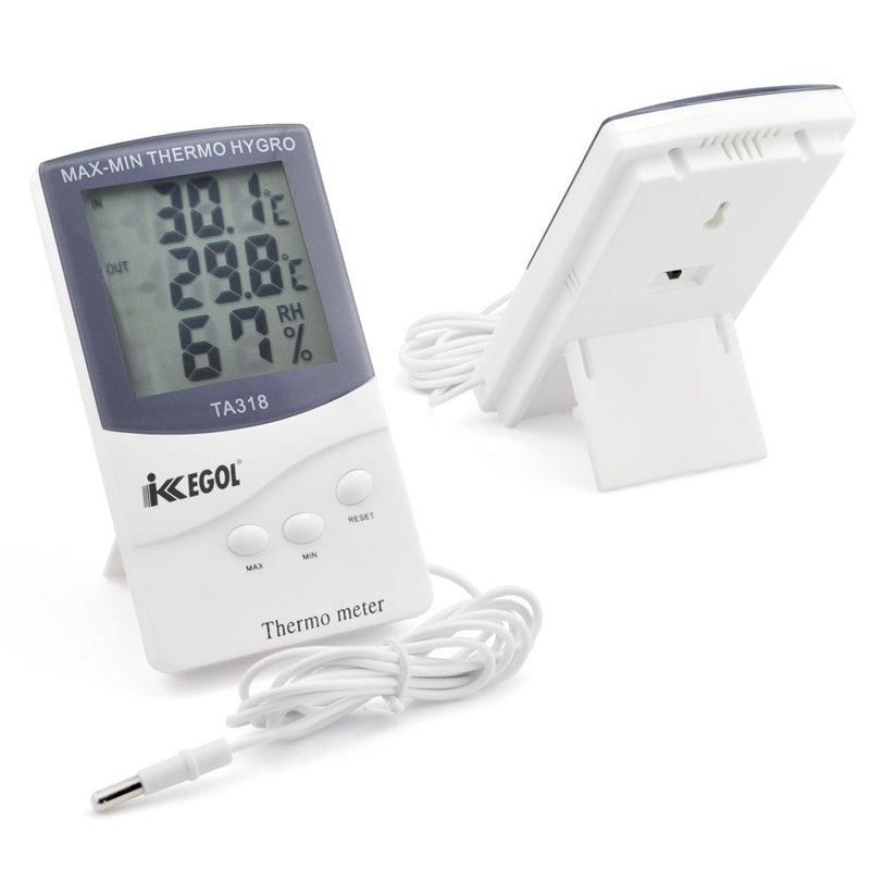 [Australia - AusPower] - iKKEGOL Dual Sensor LCD Display Indoor Outdoor Digital Thermometer Hygrometer with Max Min Memory White 