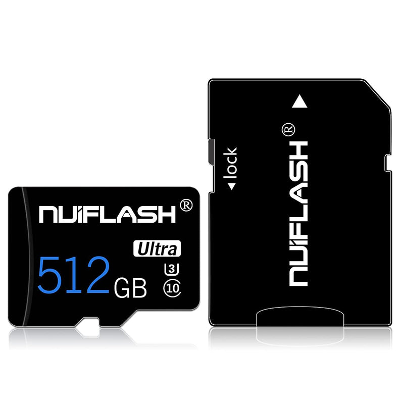 [Australia - AusPower] - Micro SD Card 512GB Memory Card 512GB TF Card Class 10 High Speed with Adapter for Camera, Phone, Computer 512GB 