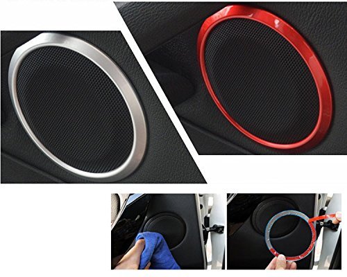 [Australia - AusPower] - iJDMTOY Set of 4 Silver Speaker Decoration Ring Cover Trims Compatible with 2012-2018 BMW F30 F31 3 Series 320i 328i 335i 340i M3 F32 F33 4 Series 428i 435i 440i F30 F32 3 4 Series 