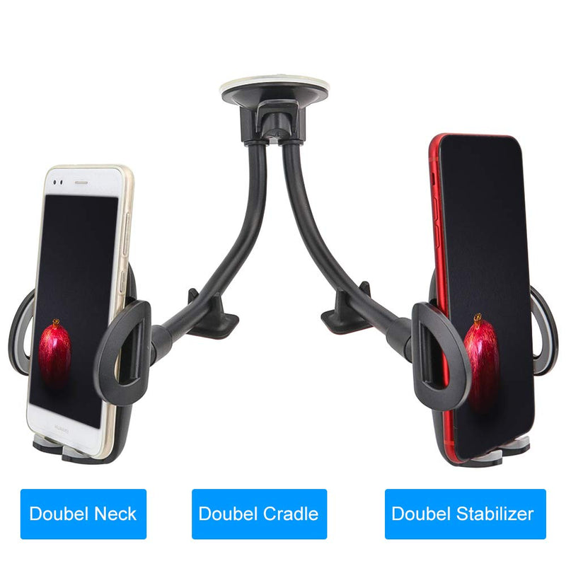 [Australia - AusPower] - Kolasels Dual Phone Holder for Car , Phone Mount for Truck Windshield/Dashboard Compatible with iPhone 11/Xs/Xr/X/8 Plus/8/7/6, Samsung Note 10+/10/9/8/7, HTC, LG and More 3.5-6.5 inch Cell Phone 