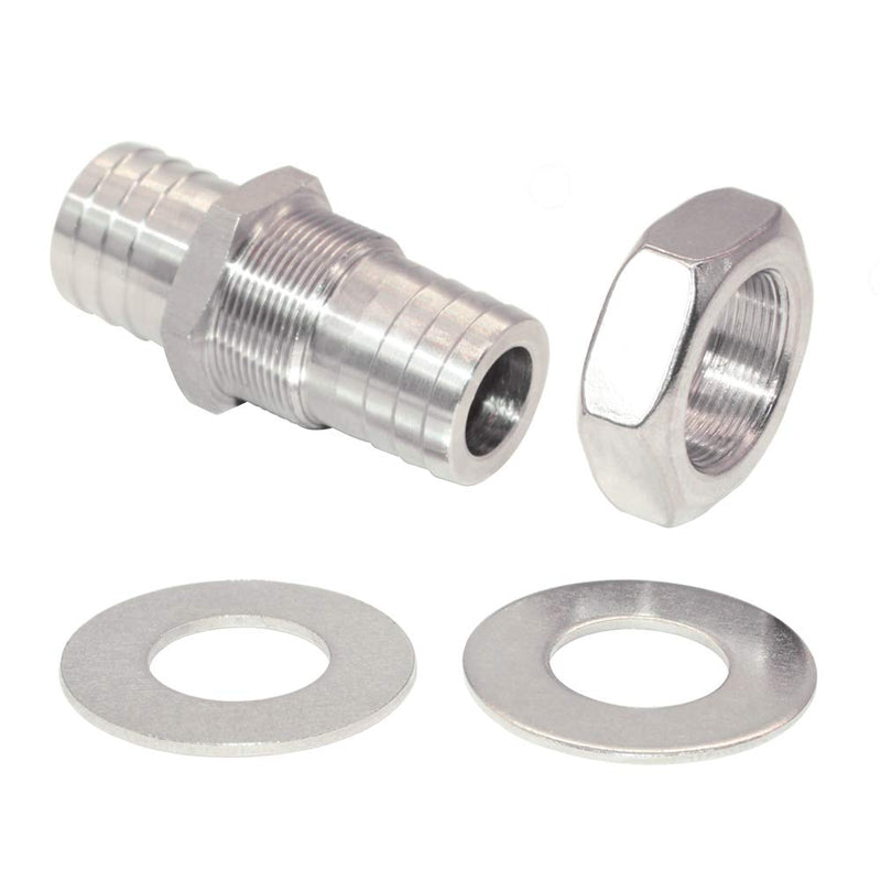 [Australia - AusPower] - Beduan 3/4" Hose Barb Thru-Bulk Bulkhead Straight Hex Union Stainless Steel Fitting 