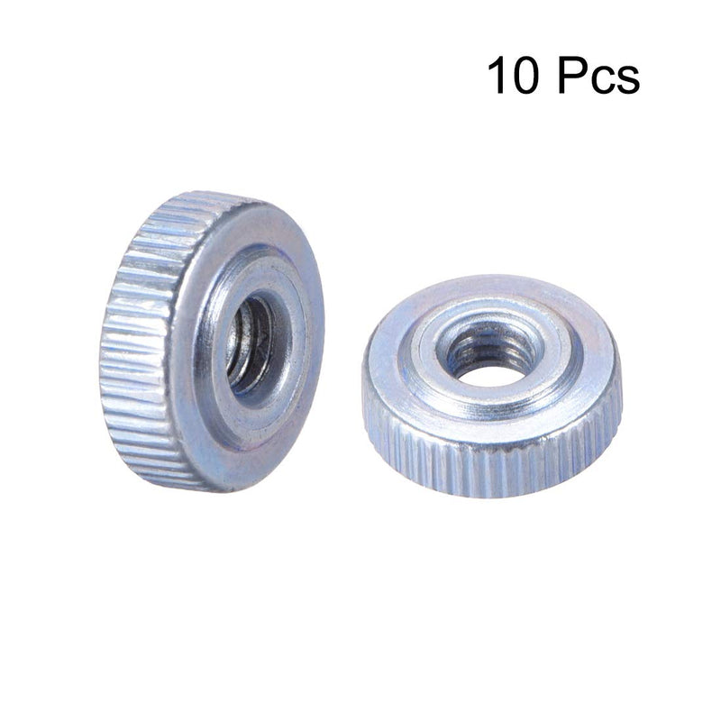 [Australia - AusPower] - uxcell Round Knurled Thumb Nuts Conector Lock Adjusting Nuts, M4 Female Threaded Thin Type, Blue Zinc Plating, Pack of 10 