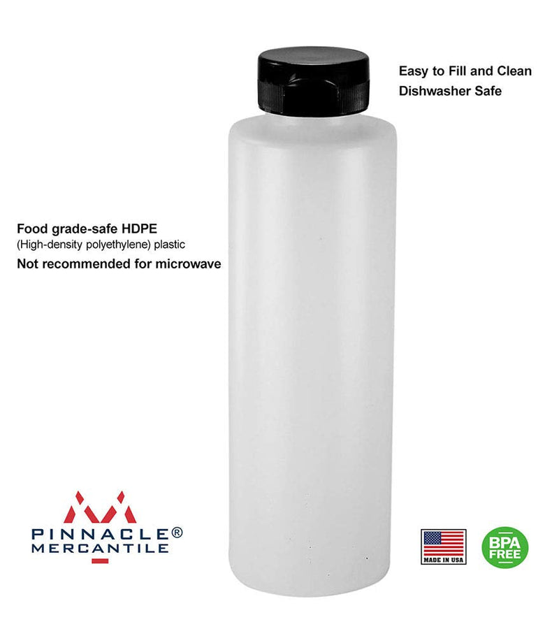 [Australia - AusPower] - Pinnacle Mercantile Condiment Squeeze Bottles with Flip Top Hinged Black Cap 16 oz Set of 5 (Perfect for Condiments, Sauces, Dressings, BBQ, Ketchup) Made USA 