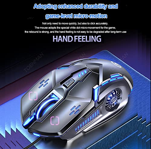 [Australia - AusPower] - Gaming Mouse Wired,6 Buttons, 4 Adjustable DPI Up to 3200 DPI, 7 Circular & Breathing LED Light, Multifunction Wired Mouse Used for Games and Office (Black) Black 
