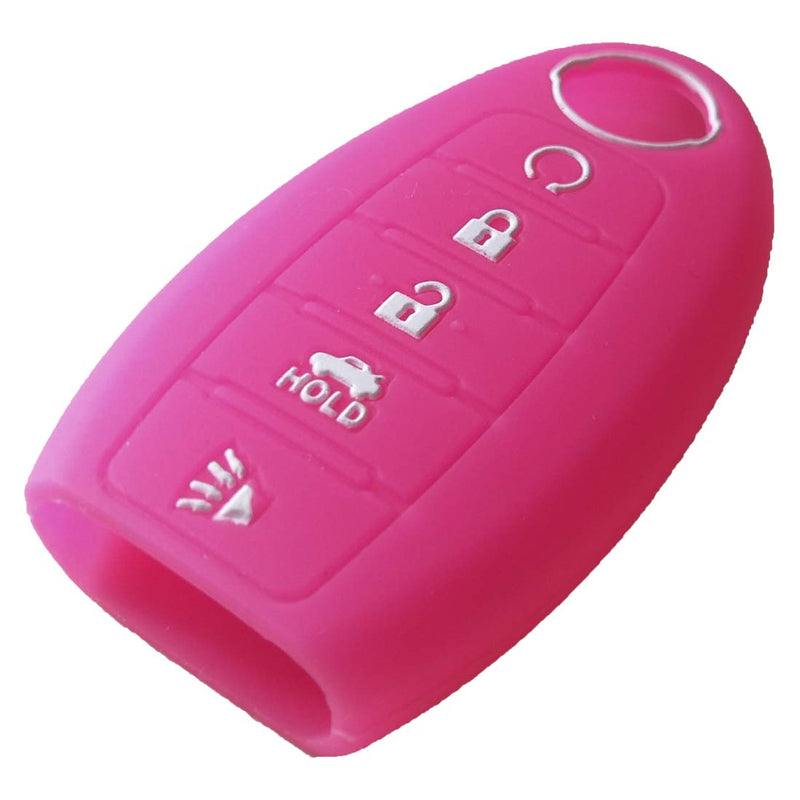 [Australia - AusPower] - Keyless4U Key Fob Silicone Case Cover Protector Remote Skin Jacket for Nissan Altima Maxima Rogue Sedan Pathfinder 5 Buttons (Rose) Rose 