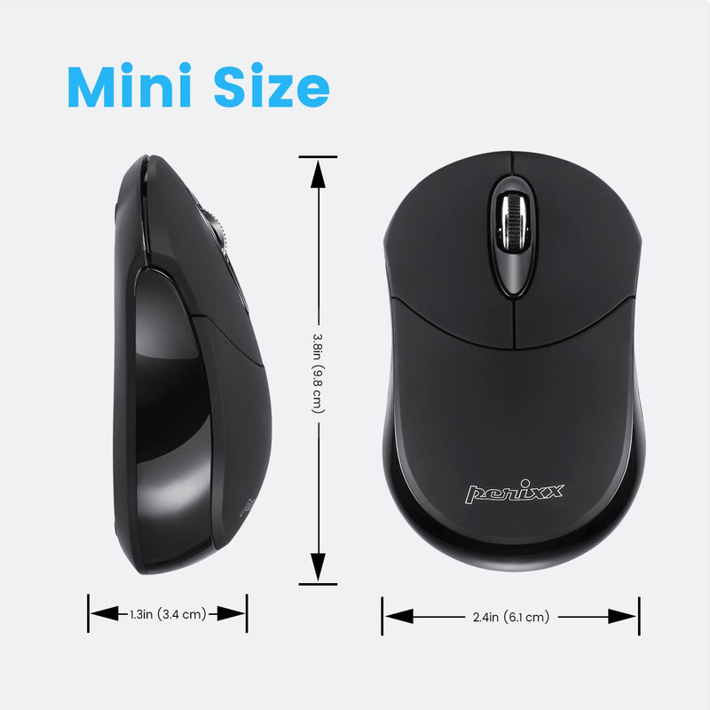 [Australia - AusPower] - Perixx PERIMICE-802B Wireless Bluetooth Mouse - Portable Design for Windows, iOS, and Android Tablet - Black Rubber Black 