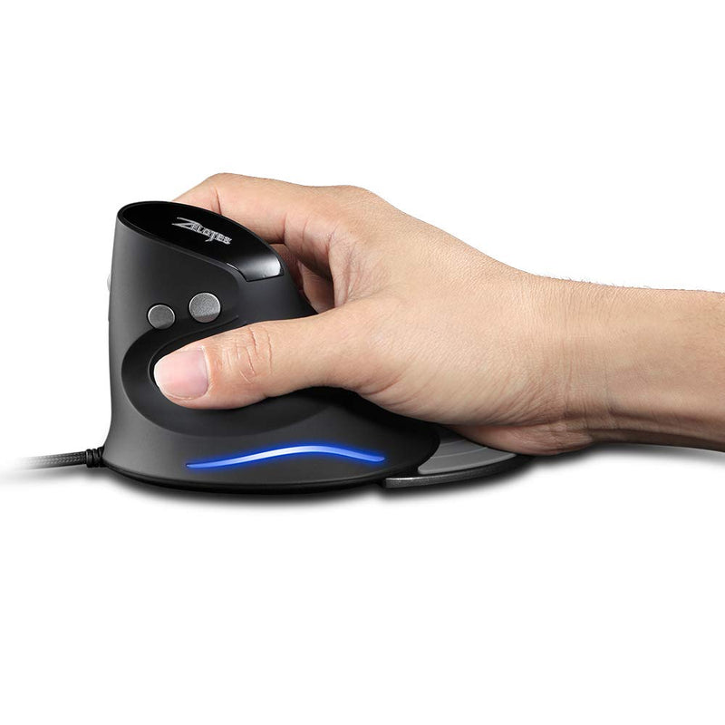 [Australia - AusPower] - Zelotes Vertical Ergonomic Mouse,3200DPI Computer Mouse, 6 Buttons,LED Optical Wired Mouse Corded Mice for Computer, Laptop, PC – Black 