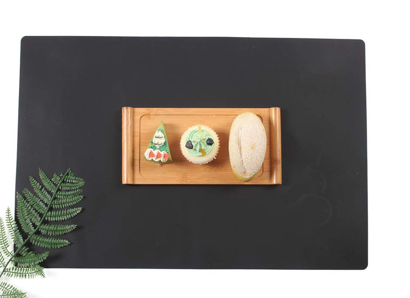 [Australia - AusPower] - KimTin 23.62" by 15.75" Extra Large Mulitpurpose Silicone Placemat,Countertop Protector, Kitchen Counter Mat, Table Mat, Heat Resistant, Washable, Non Slip mat (Black)… 23.62 x 15.75 inch Black-1pcs 
