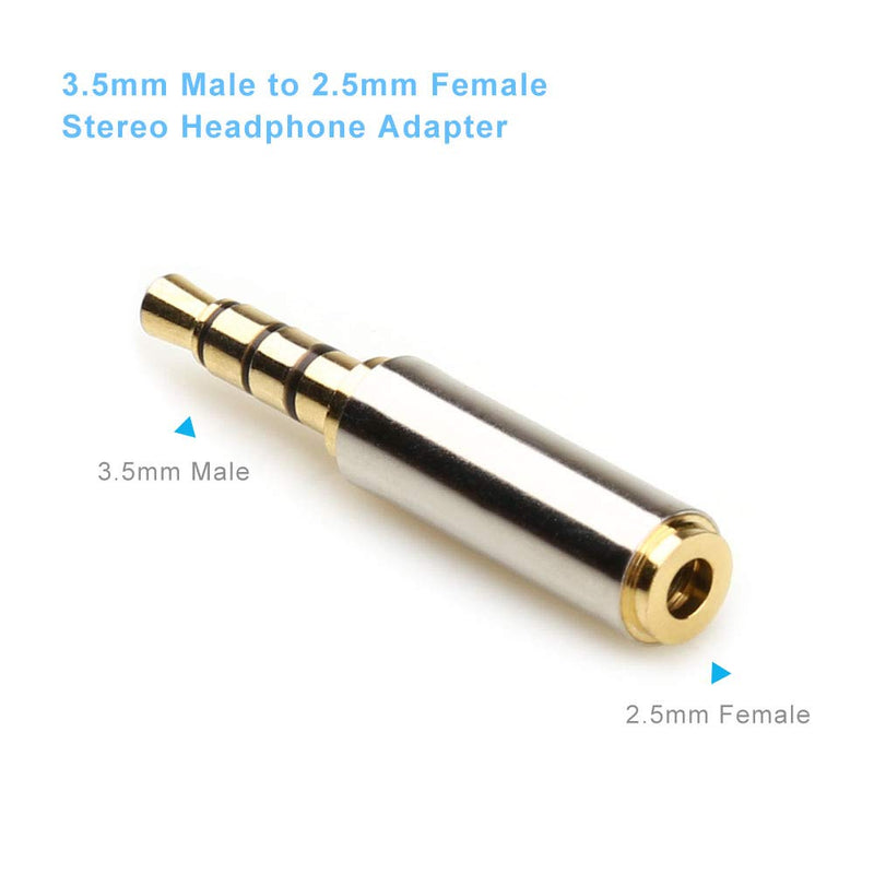 [Australia - AusPower] - LEOU 3.5mm Male to 2.5mm Female and 2.5mm Male to 3.5mm Female Audio Headphone Adapter Headset Converter 3 Ring Gold Plated Jack Plug Stereo -2PCS 