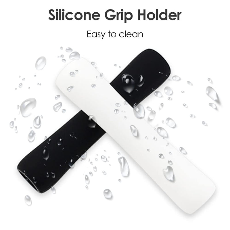 [Australia - AusPower] - ProElife 2-Pack Ergonomics Grip Holder for Apple Pencil 2nd Gen Stylus Accessories, Slim Silicone Protective Sleeve Cover Holder without Interference for Apple Pencil 2 Magnetic Charging (Black/White) Black/White 