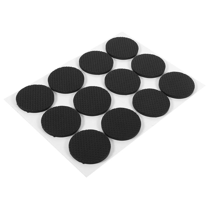 [Australia - AusPower] - 12Pcs Black Protective Rubber Pads Self Adhesive Floor Protectors Anti Scratch Furniture Sofa Table Chair Rubber Feet Pad Round 