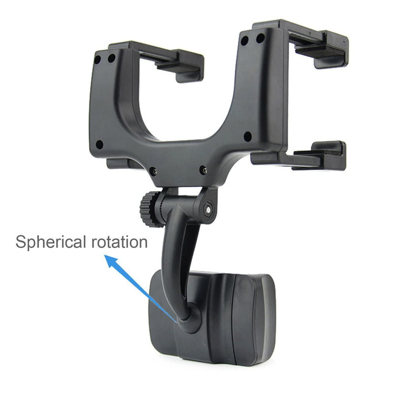 [Australia - AusPower] - Car Phone Holder Mount, Phone Holder Car Rear View Mirror Rubberized Clips Adjustable Telescopic Cradle for iPhone XS/X/8/7/6/6s Plus,Samsung Galaxy S9/S8,Huawei Mate 20 Cell Phone GPS… Black(Rearview Holder) 