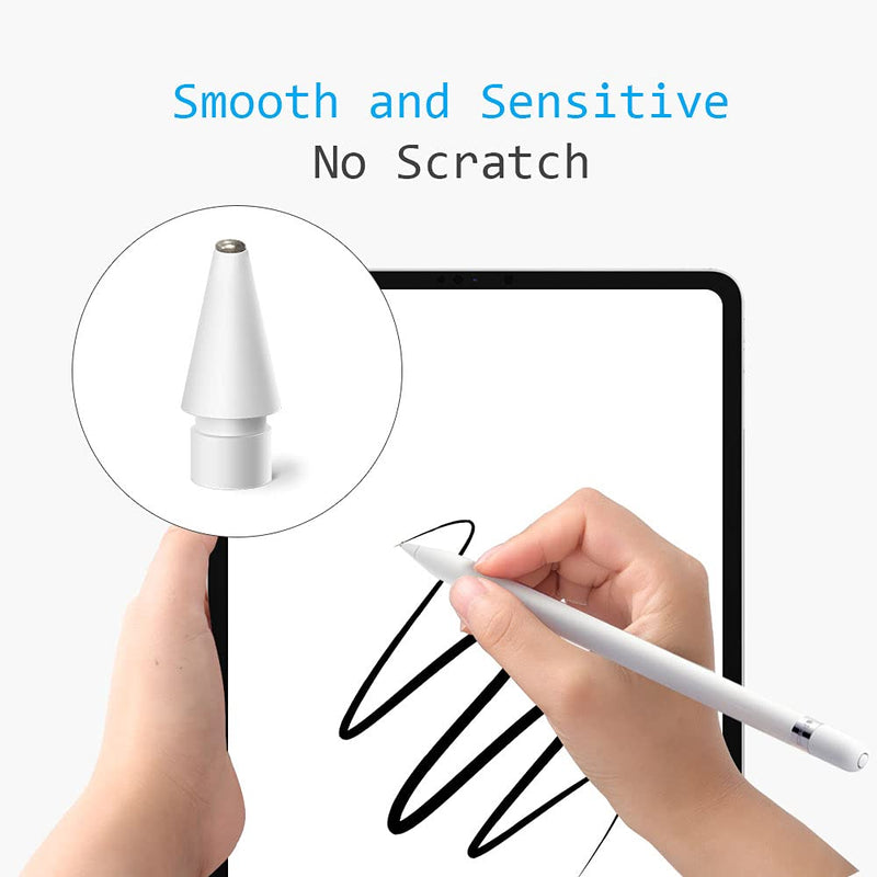 [Australia - AusPower] - MJKOR Tips Replacement for Apple Pencil 1st Gen & 2nd Gen, No Wear Out Point Pen Nibs for iPad Pro (1Pack, Top Color of Tip is Silver) Long 0.5mm 