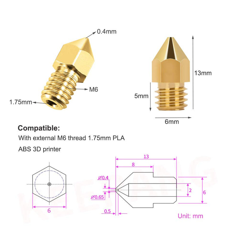 [Australia - AusPower] - 3D Printer Nozzles 0.4mm MK8 Nozzles 20Pcs Extruder Nozzles, 10Pcs Cleaning Needles, 1Pcs Tweezers for Makerbot Anet A8 Creality CR-10 Ender 3 Ender 5 IRCHLYN 0.4mm nozzles set 