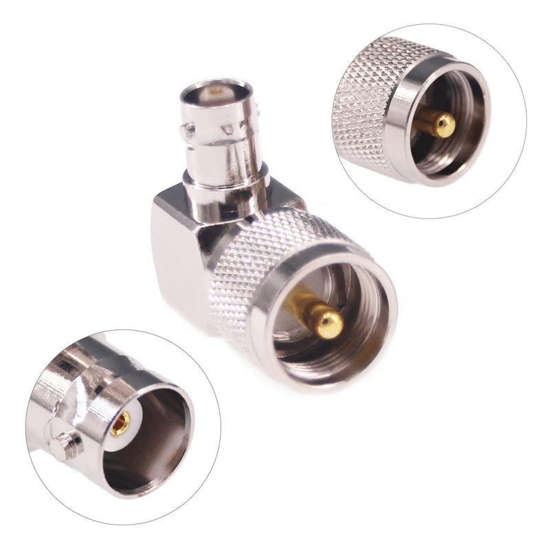 [Australia - AusPower] - RFaha 2pcs PL259 to BNC Right Angle UHF Male PL-259 to BNC Female RF Coax Coaxial Adapter Connector(F103-2) 