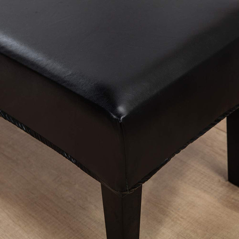 [Australia - AusPower] - Yuhoo Dining Bench Cover, PU Leather Soft Stretch Stretch Bench Slipcover, Waterproof Kitchen Chair Seat Cushion, for Kitchen Dining Bench Seat Protector,Black,free size Black 