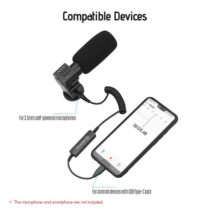 [Australia - AusPower] - 3.5mm TRS to Type-C Connector Audio Cable, BOYA Microphone Adapter for BY-MM1, WM8 PRO, UWMIC9, WM4 PRO Mics Compatible with Samsung Galaxy S9 Note 9, Essential Phone, Huawei Xiaomi Youtube Video Live 
