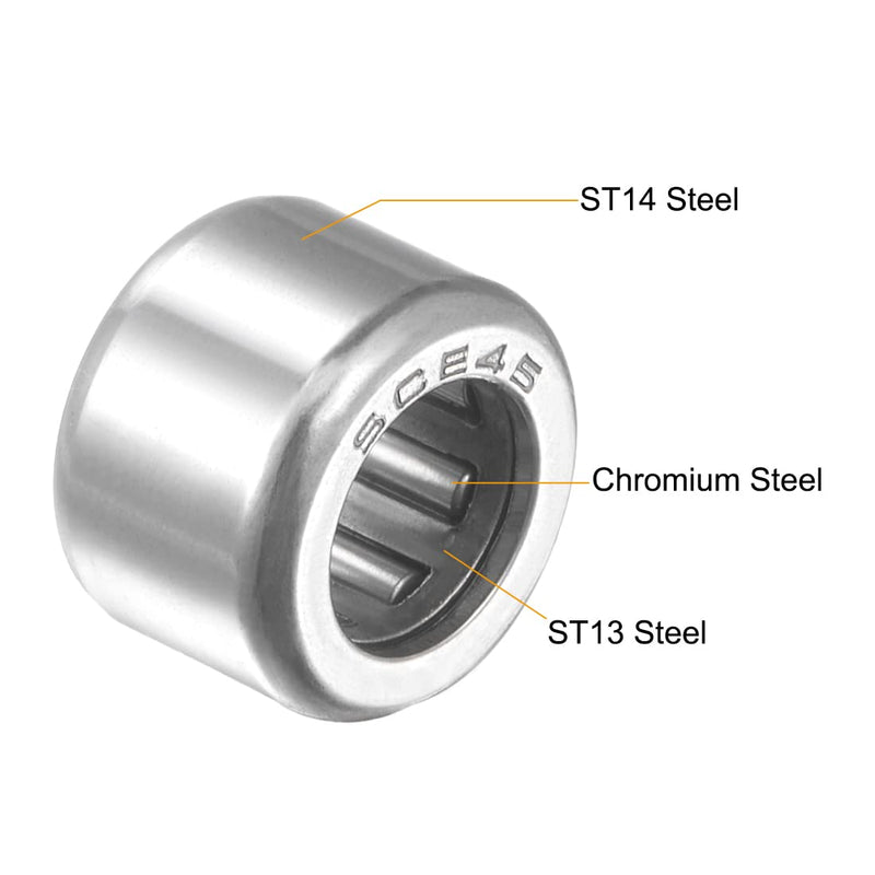 [Australia - AusPower] - uxcell SCE45 Needle Roller Bearings, Drawn Cup Open End, 1/4-inch Bore 7/16-inch OD 5/16-inch Width 2500N Static Load 2090N Dynamic Load 5pcs 1/4x7/16x5/16" 