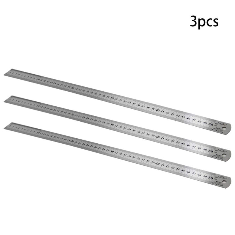 [Australia - AusPower] - Auniwaig Straight Ruler, 50cm / 19.6-inch Scale Ruler, Stainless Steel Ruler, Measuring Tool for Engineering Office Architect Drawing 3 Pcs 
