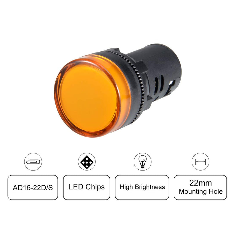[Australia - AusPower] - uxcell 4Pcs Yellow Indicator Light AC/DC 110V, 22mm Panel Mount, for Electrical Control Panel, HVAC, DIY Projects 