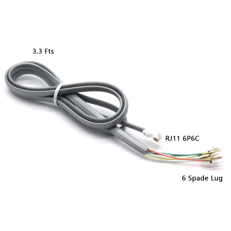 [Australia - AusPower] - Sscon 3pcs RJ11 6P6C to 6 Spade Lug Telephone Extension Cable Cord Connector (Grey, 3.3Ft) 