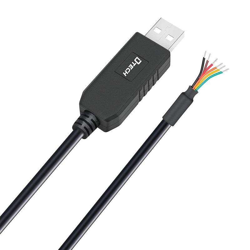 [Australia - AusPower] - DTECH USB to UART TTL Serial 3.3V Adapter Cable 6 Wire End with FTDI Chip FT232 TX RX Signal for Windows 11 10 8 7 XP Vista (6ft, Black) 3.3V -6 wire end 