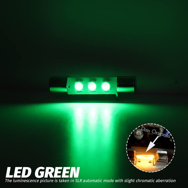 [Australia - AusPower] - AC Audio Equipment Receiver Reading Light LED Fuse Lamp 29mm 8 Volt 5 Pack (Green) Green 