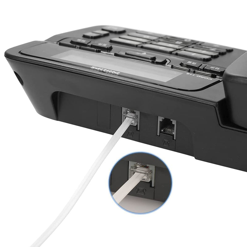 [Australia - AusPower] - Vthahaby 20 Feet Long Telephone Extension Cord Phone Cable Line Wire, with Standard RJ11 Plug and 1 in-Line Couplers and 25 Cable Clip Holders-White white 6 M 