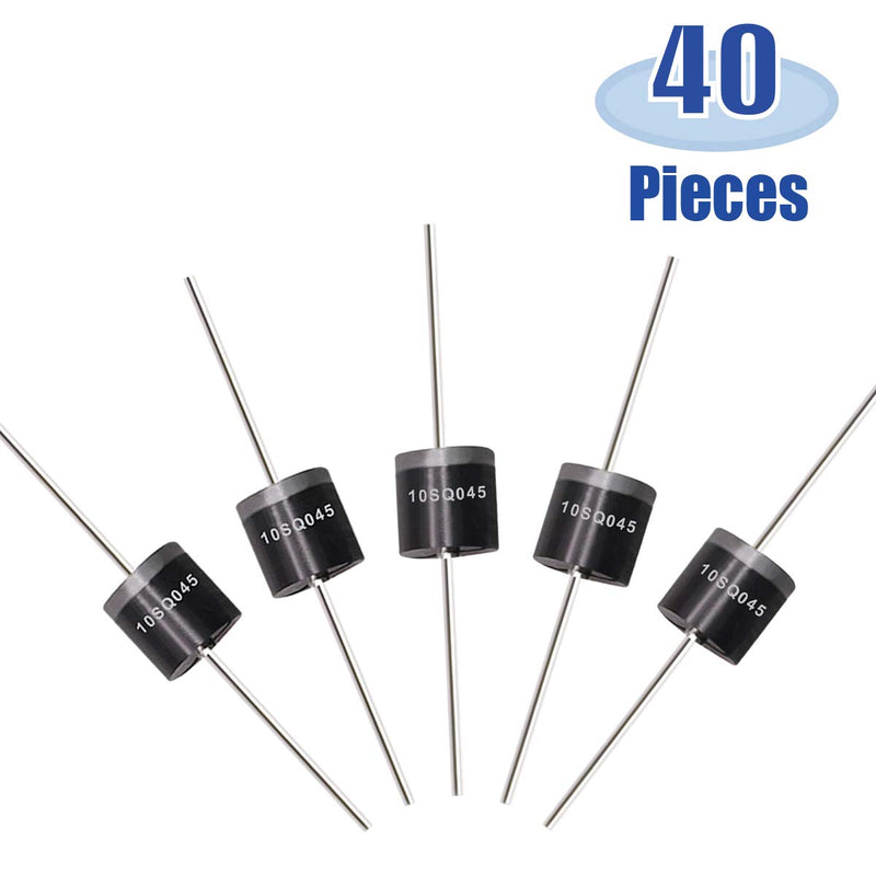 [Australia - AusPower] - Tnisesm 40 Pcs 10SQ045 10A 45V Schottky Blocking Diode, Rectifiers Diode,Diode Axial Kit for Solar Panel 