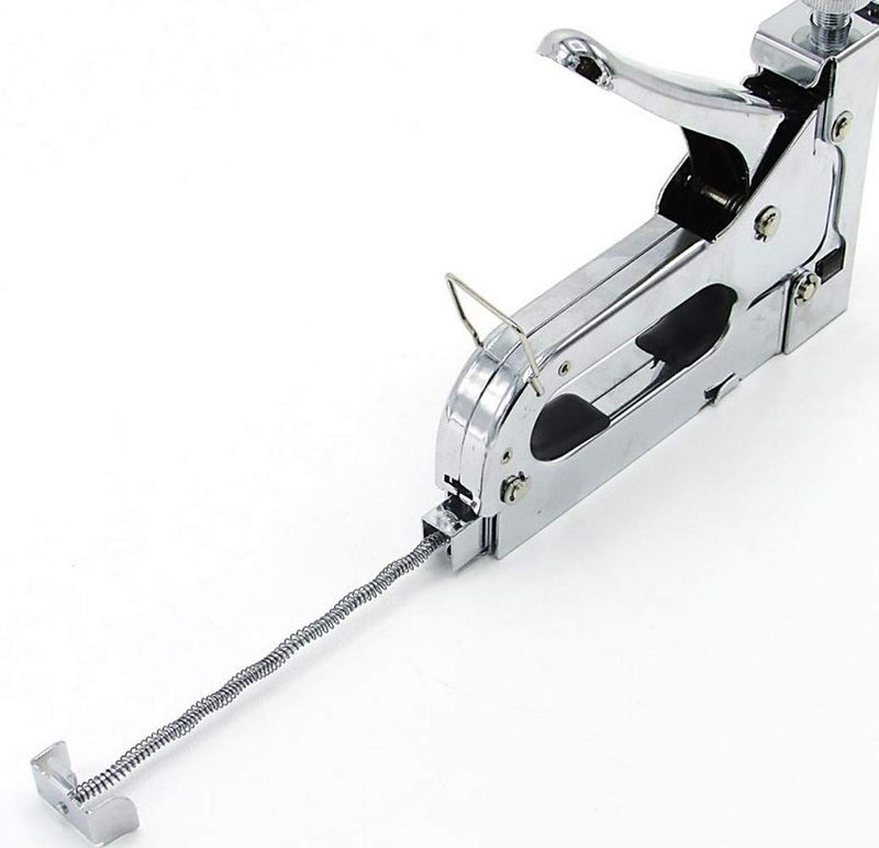 [Australia - AusPower] - Heavy Duty Staple Gun in Metal-Chrome Finish with Quick-jam-Clear Mechanism and Safety Handle Lock - Home Office Construction Use 