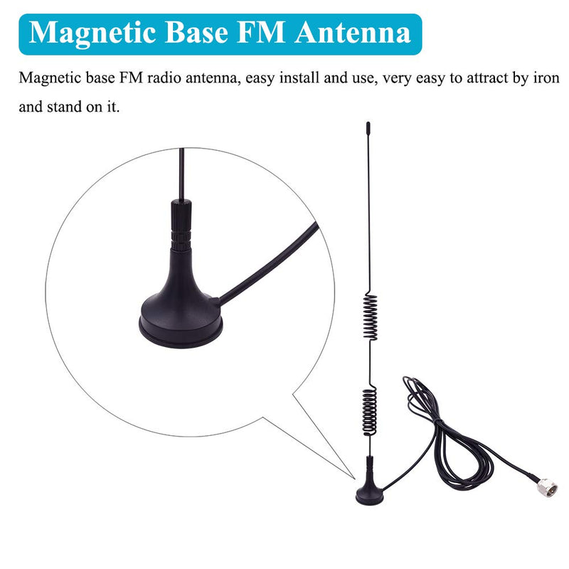 [Australia - AusPower] - Fancasee Universal FM Antenna Magnetic Base 75 Ohm Screw F Male Plug with PAL BNC 3.5mm & 75 to 300 Ohm Connector Adapter Coax Coaxial Cable FM Radio Antenna for Home AV Stereo Receiver Indoor Outdoor 
