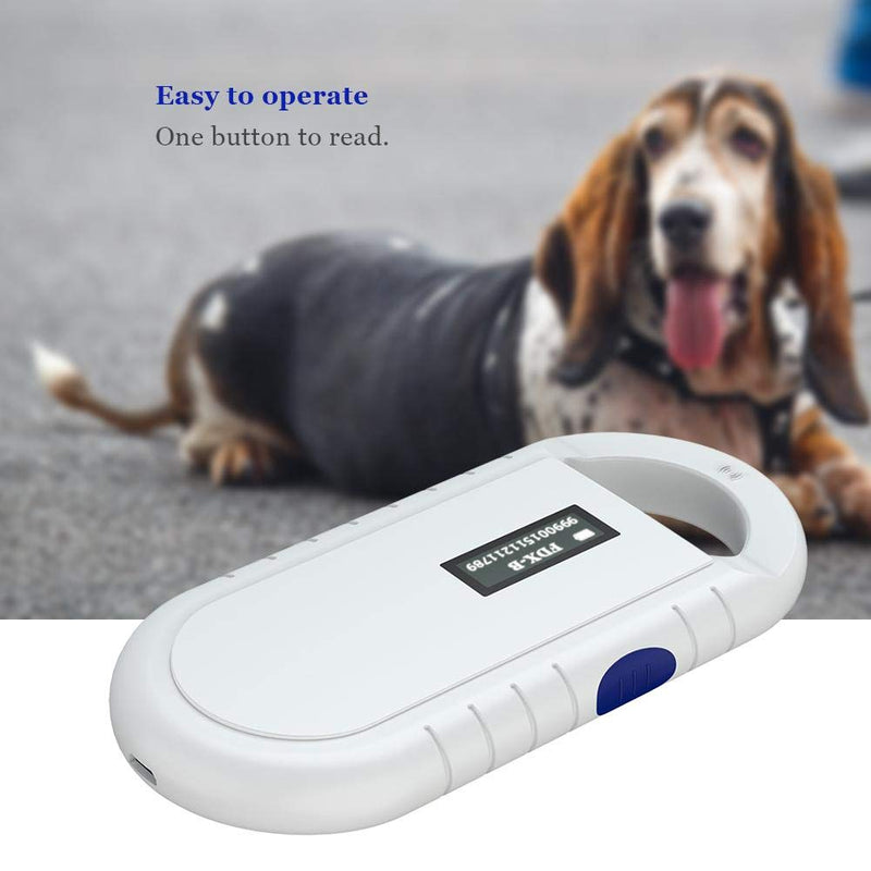[Australia - AusPower] - Pet Microchip Scanner, Universal Mini Portable Handheld Rechargeable Animal Chip ID Reader OLED Display Screen Pet RFID Reader, One Button to Read for ISO 11784/11785,FDX-B and ID64 RFID 