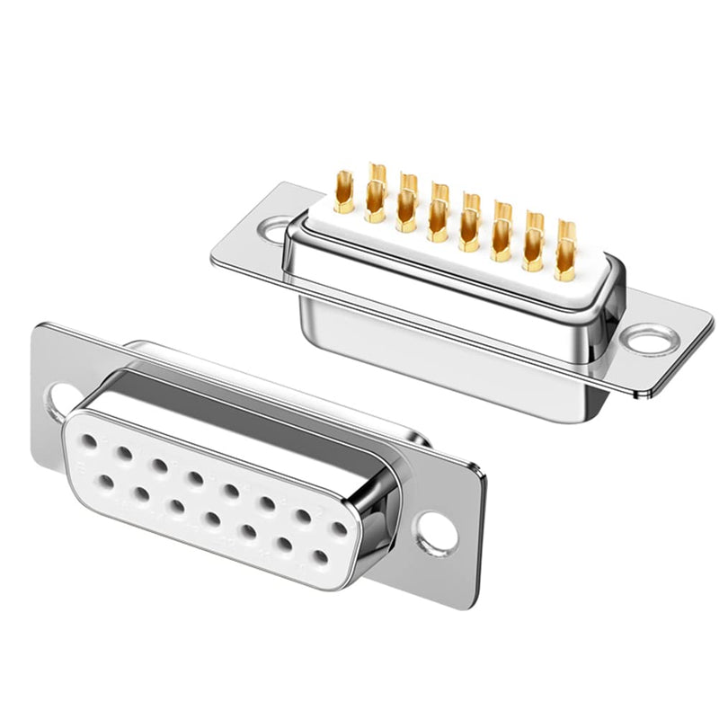 [Australia - AusPower] - Jienk 10PCS DB15 RS232 Serial D-SUB Solder Cup Connectors, Gold Plated Joints RS232 Serial Port 15Pin D Sub Couplers(Male x 5, Female x 5) 