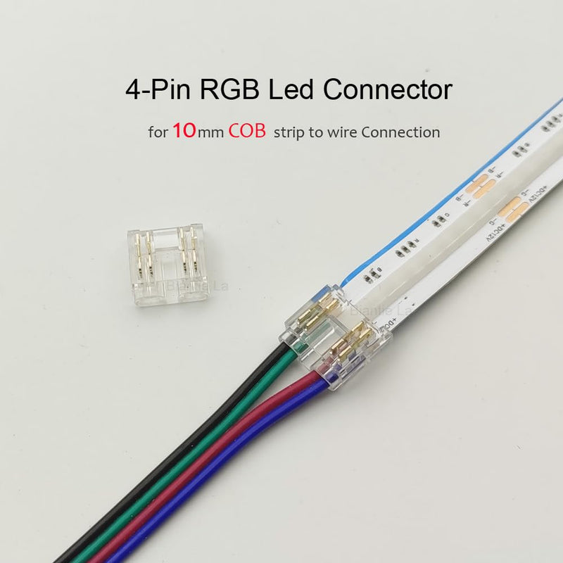 [Australia - AusPower] - Biantie La RGB LED Strip Light Connectors - 4-Pin 10mm Solderless Clips for COB Tape Strip-to-Wire Joints (Pack of 20) (10mm) 