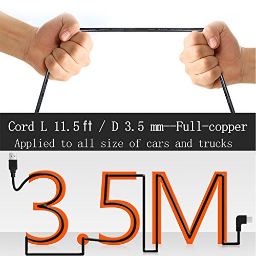 [Australia - AusPower] - Dash Cam Power Cord, 11.5Ft Micro USB Charging Power Cable for Car Dash Camera Mirror Camera 90 Degree Angle Micro USB Cable 