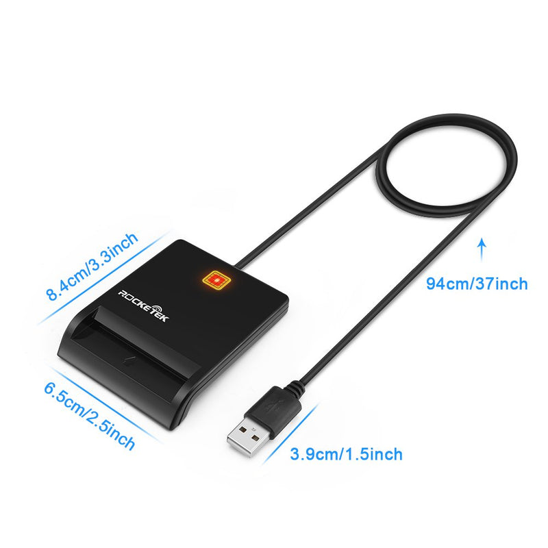 [Australia - AusPower] - Rocketek CAC Smart Card Reader - DOD Military USB Common Access Card Reader - Compatible with Windows XP/Vista/7/8/10, Mac OS X / RT-SCR1 ID / IC Bank Card Reader 