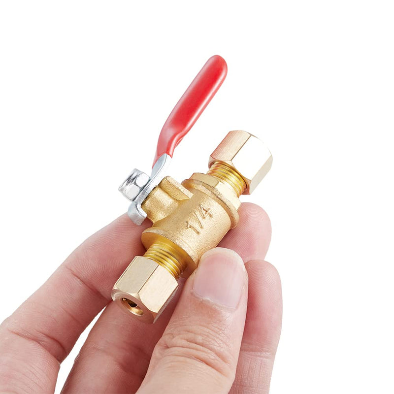 [Australia - AusPower] - Brass Ball Valve Shut Off Switch, Tubing Fitting Straight Coupling Adapter 2pcs (1/4" Compression x 1/4" Compression) 1/4" Compression x 1/4" Compression 