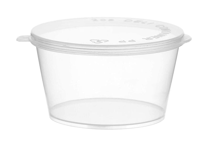 [Australia - AusPower] - EcoQuality [50 Pack] 3 Oz Leak Proof Plastic Condiment Souffle Containers with Attached Lids - Portion Cup with Hinged Lid Perfect for Sauces, Samples, Slime, Jello Shot, Food Storage & More! 50 